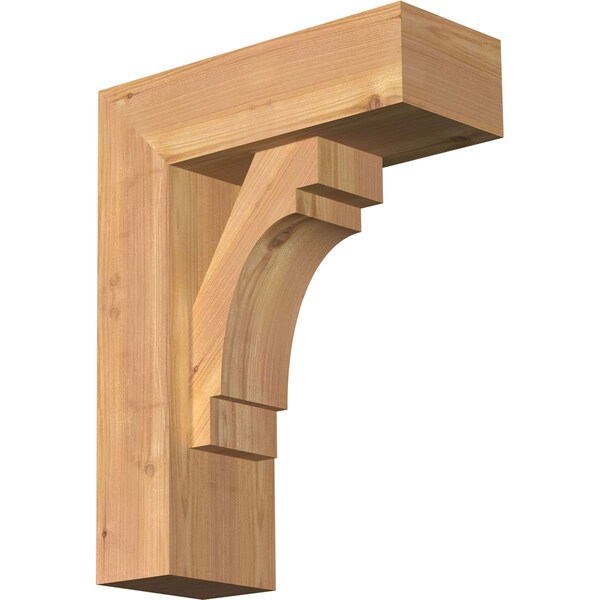 Ekena Millwork Merced Block Smooth Bracket w/ Offset Brace, Western Red Cedar, 5 1/2"W x 14"D x 18"H BKT0604X14X18MRC05SWR - main